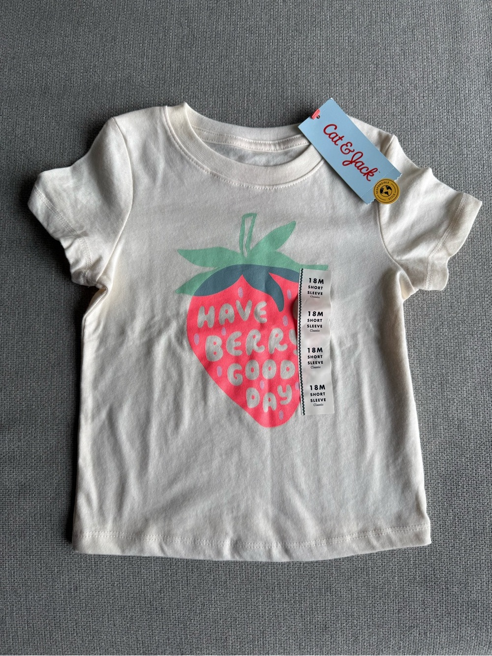 Cat & Jack Cream Kids Strawberry Graphic Tee